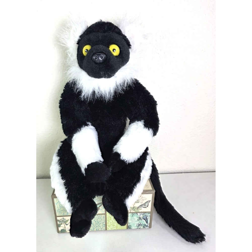 Wild Republic‎ Black & White Lemur Ruffed Stuffed Animal Plushy 11" Sitting EUC